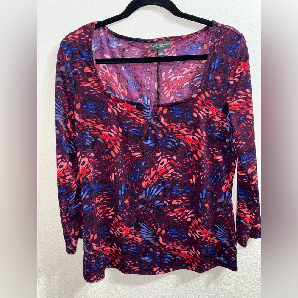 BOLD elements Women's Vibrant Long Sleeve Top- Size‎ Large